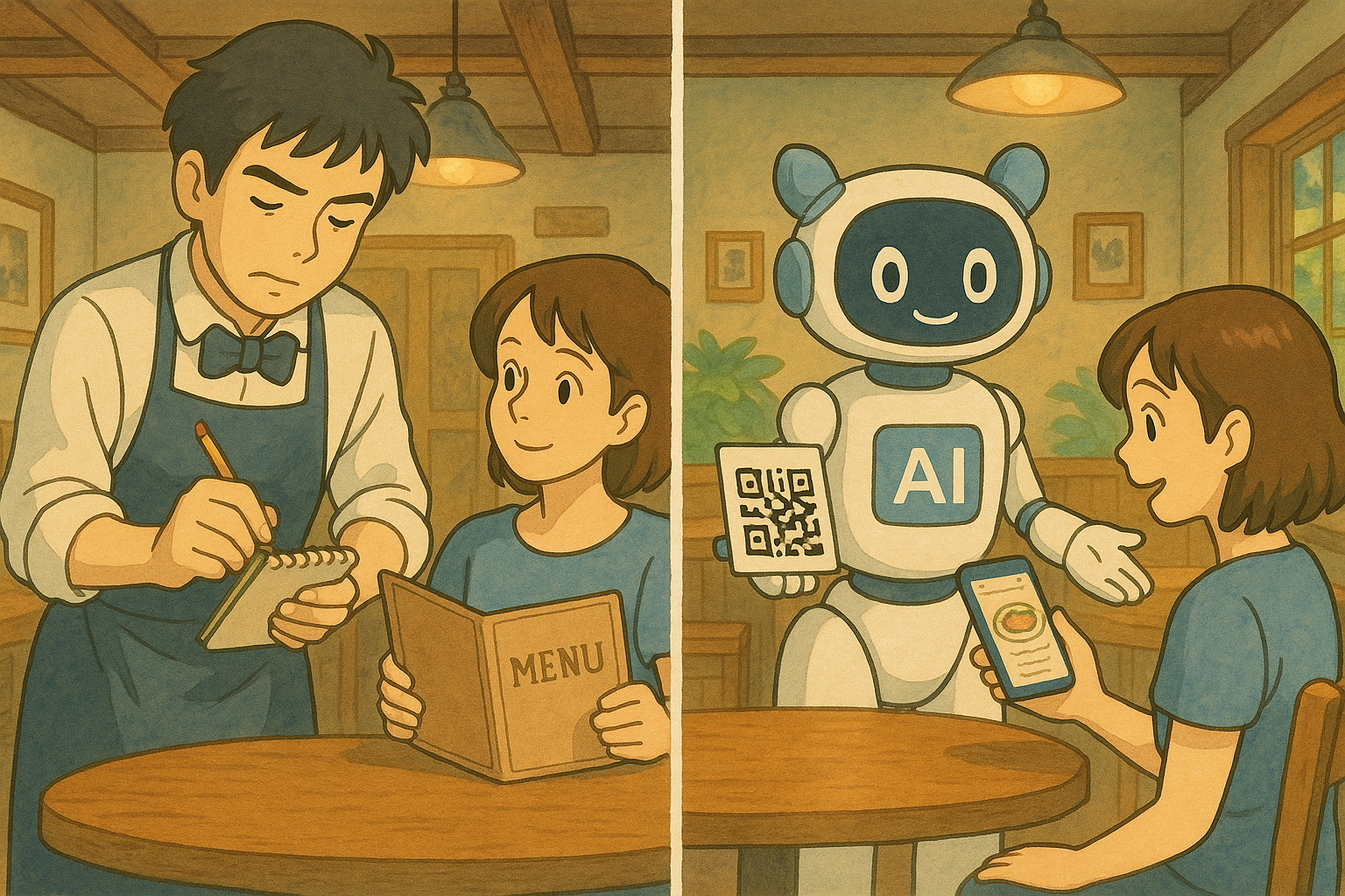 До и после внедрения AI-официанта
